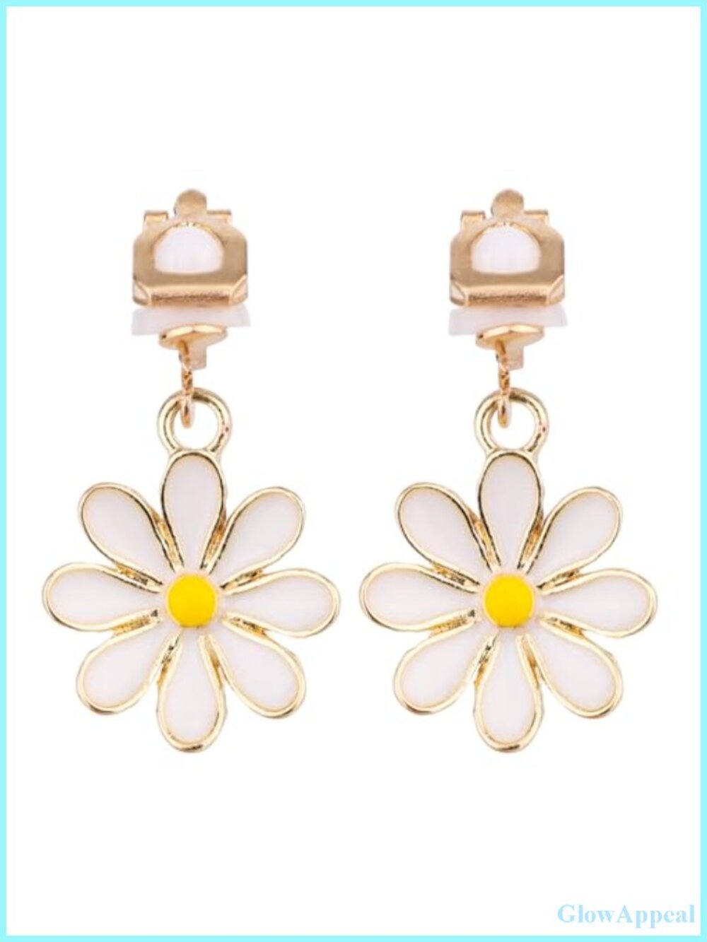 Clip On Daisy Earrings Cute Drop Flower Minimal Non Piercing Dangle Jewelry for